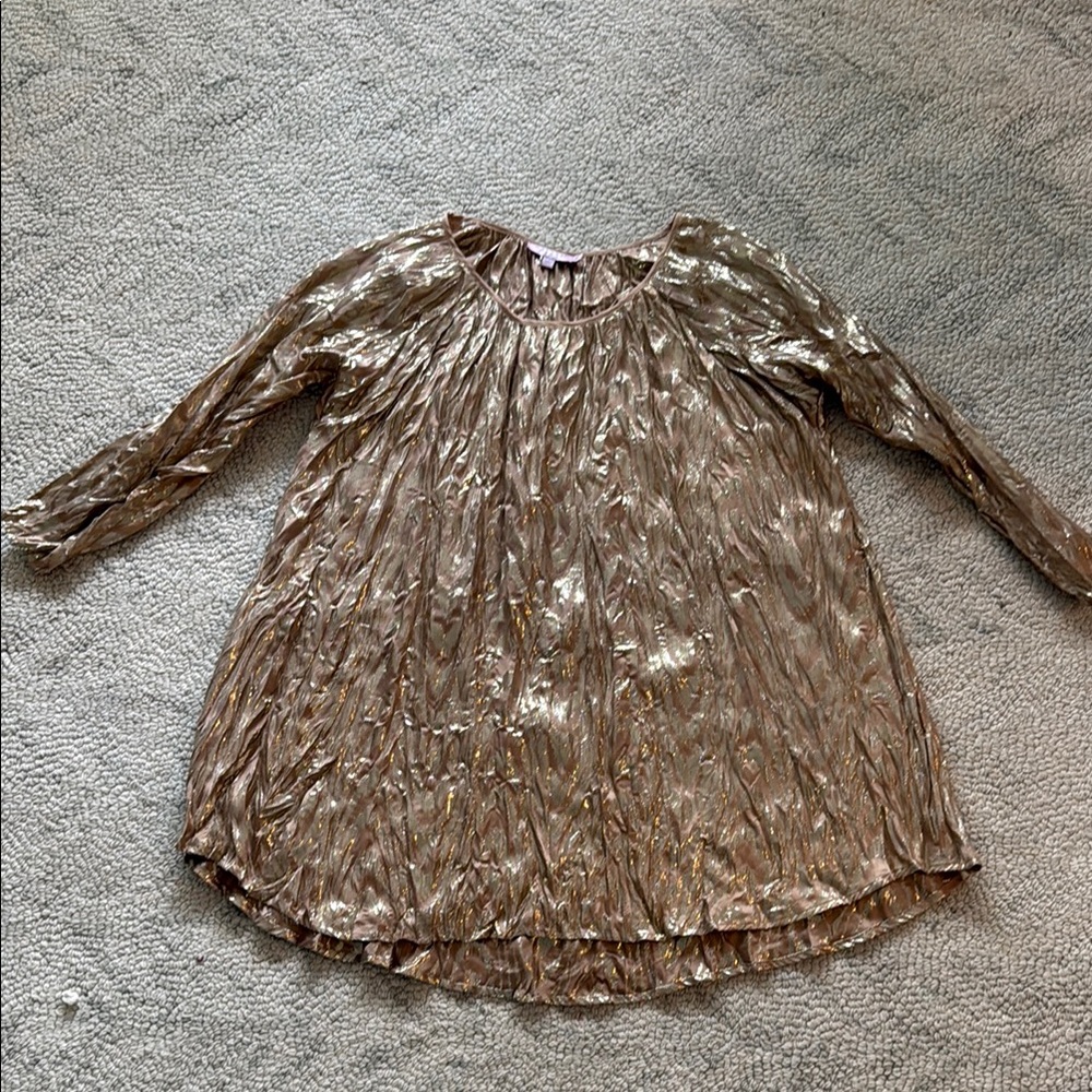 Calypso St. Barth Metallic Long Sleeve Tunic/Beach Cover up